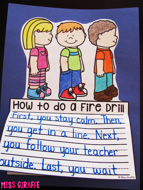 How to Do a Fire Drill writing activity to go over the rule and practice how to writing at the same time - perfect for fire safety week or just reviewing classroom procedures