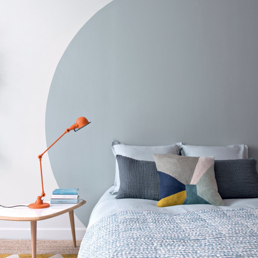 scandinavian design bedroom, retro bed table, design pillows