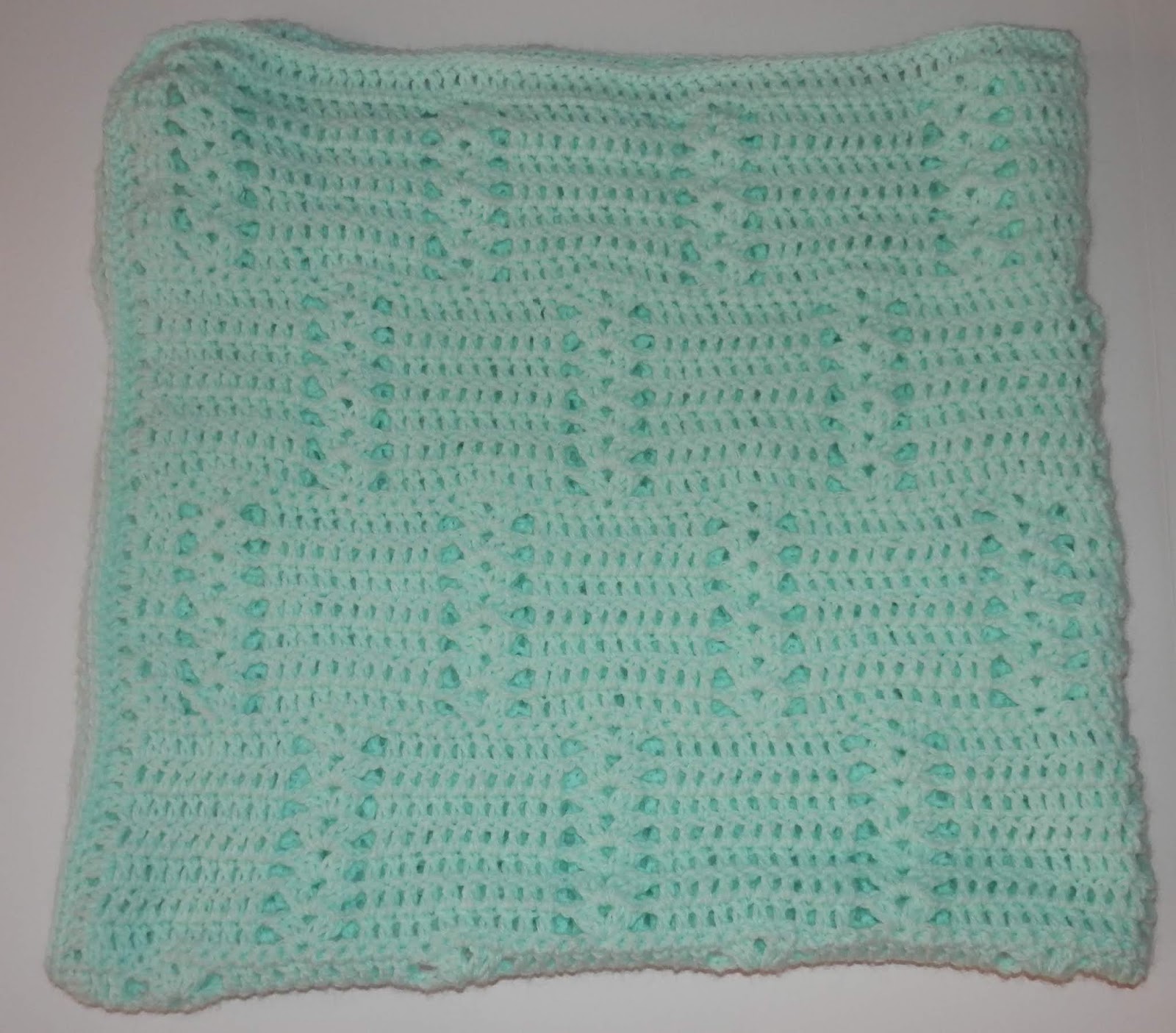 Karens Crocheted Garden of Colors Mint Green Baby Blanket