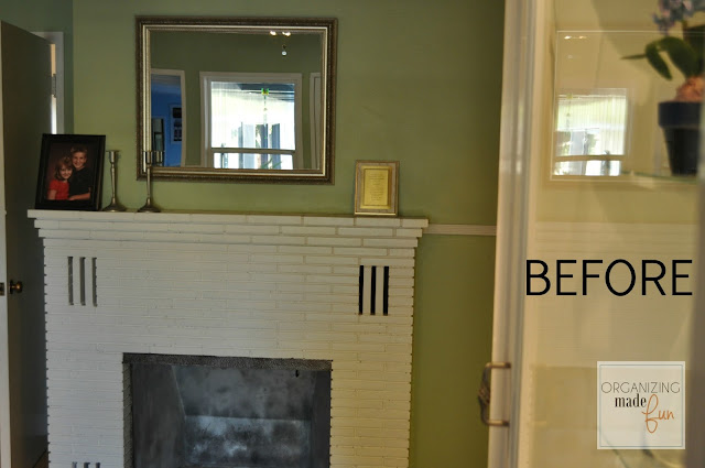 BEFORE - boring sage green wall :: OrganizingMadeFun.com BEFORE - boring sage green wall :: OrganizingMadeFun.com