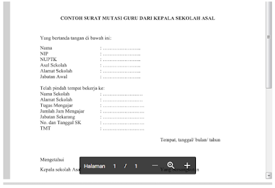 Contoh Surat Mutasi Guru Dari Kepala Sekolah Asal Format Doc