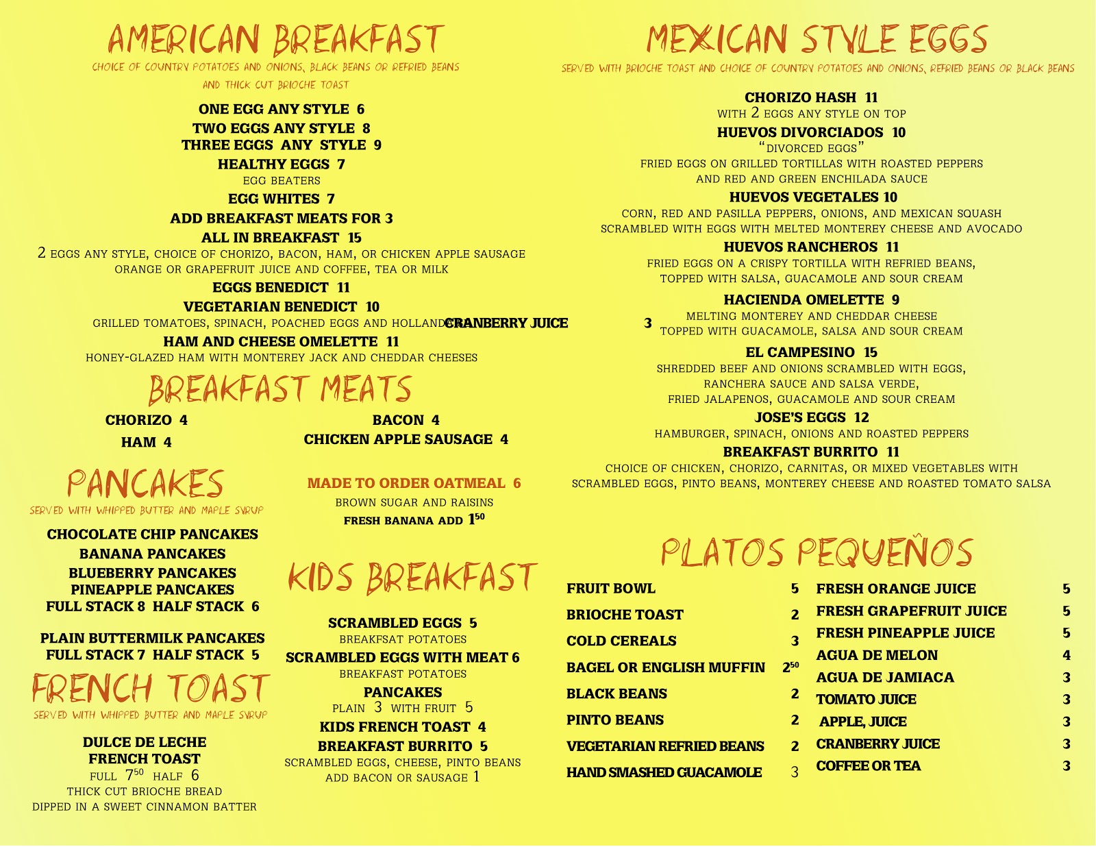 La Plancha Mexican Grill and Tequila Bar La Plancha Grill Breakfast Menus