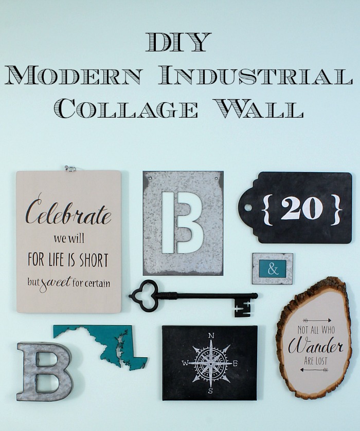 Modern Industrial Collage Wall with DIY Art