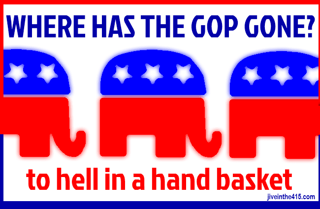 A graphic depicting the Republican party's mascot - the GOP elephant. jiveinthe415.com