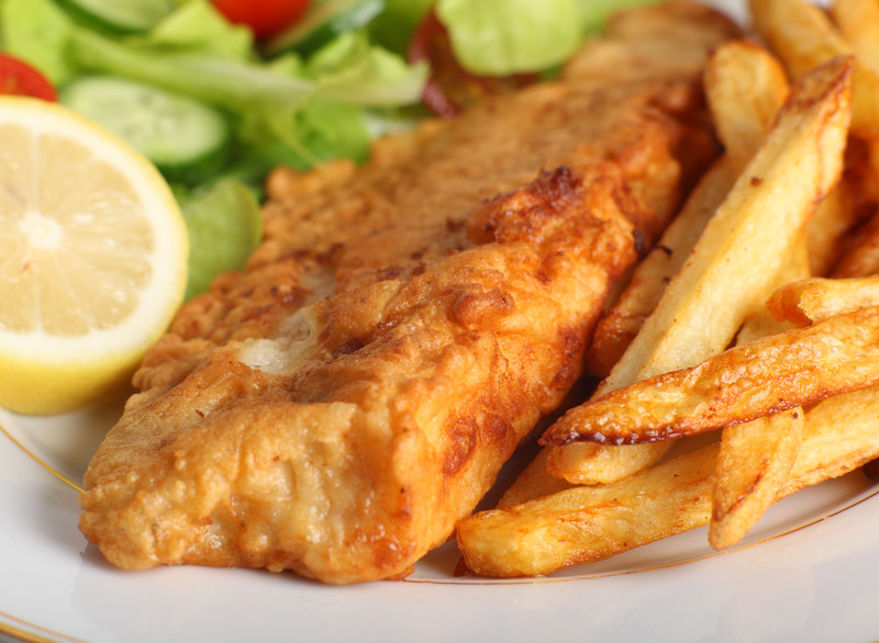Twinkle Thomas Food Magazine BATTERED FISH AND CHIPS AND SALAD A STOCK MEAL FOR THE WORKING