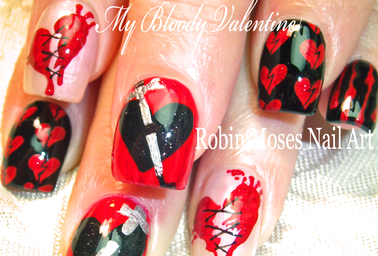 Red and Gold Heart Nail Art - wide 9