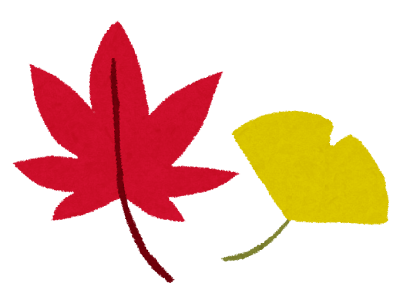 紅葉のイラスト「赤いもみじと黄色いイチョウ」