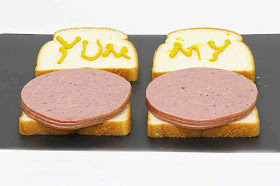 bread, salami, mustard