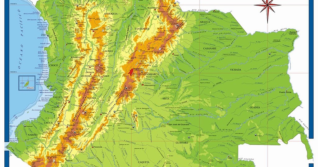 Mapa Físico De Colombia Latinoticias