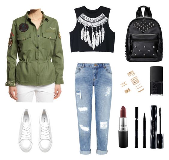 look casual, military jacket