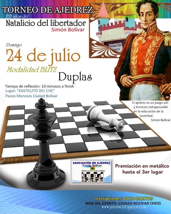 TORNEO DE AJEDREZ DUPLAS 233 ANIVERSARIO DEL NATALICIO DEL LIBERTADOR “Simón Bolívar” TORNEO DE AJEDREZ DUPLAS 233 ANIVERSARIO DEL NATALICIO DEL LIBERTADOR “Simón Bolívar”