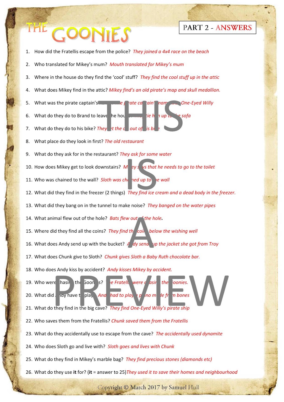 worksheet Troy Movie Worksheet the goonies 1985 movie questions activities answer key httpswww teacherspayteachers comproductthe guide extras included 3038884