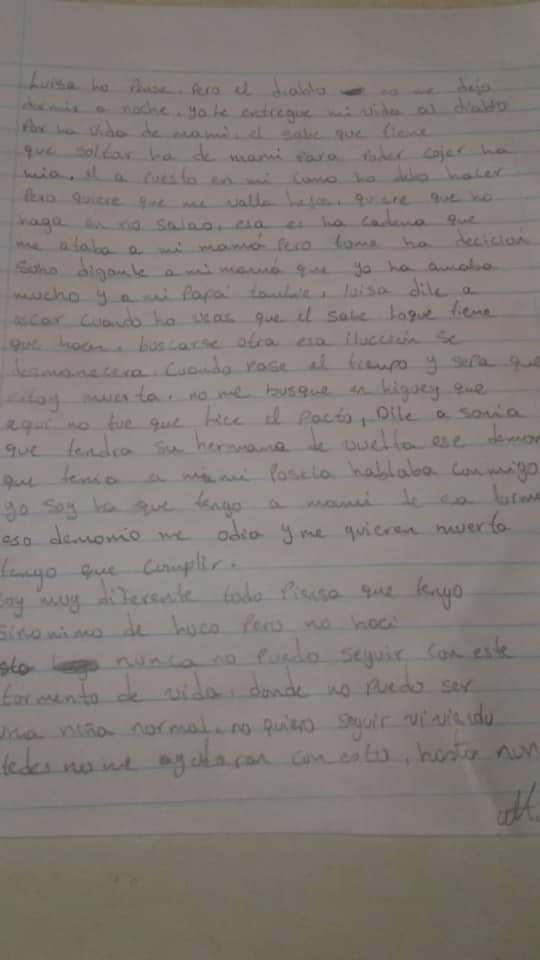 Menor se fuga de su casa por un supuesto "pacto con el Diablo" y deja una carta Menor se fuga de su casa por un supuesto "pacto con el Diablo" y deja una carta