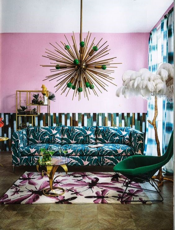 Retro A-Go-Go Boho - Leaf-upholstered sofa www.BoHoHome.com @bohosusan