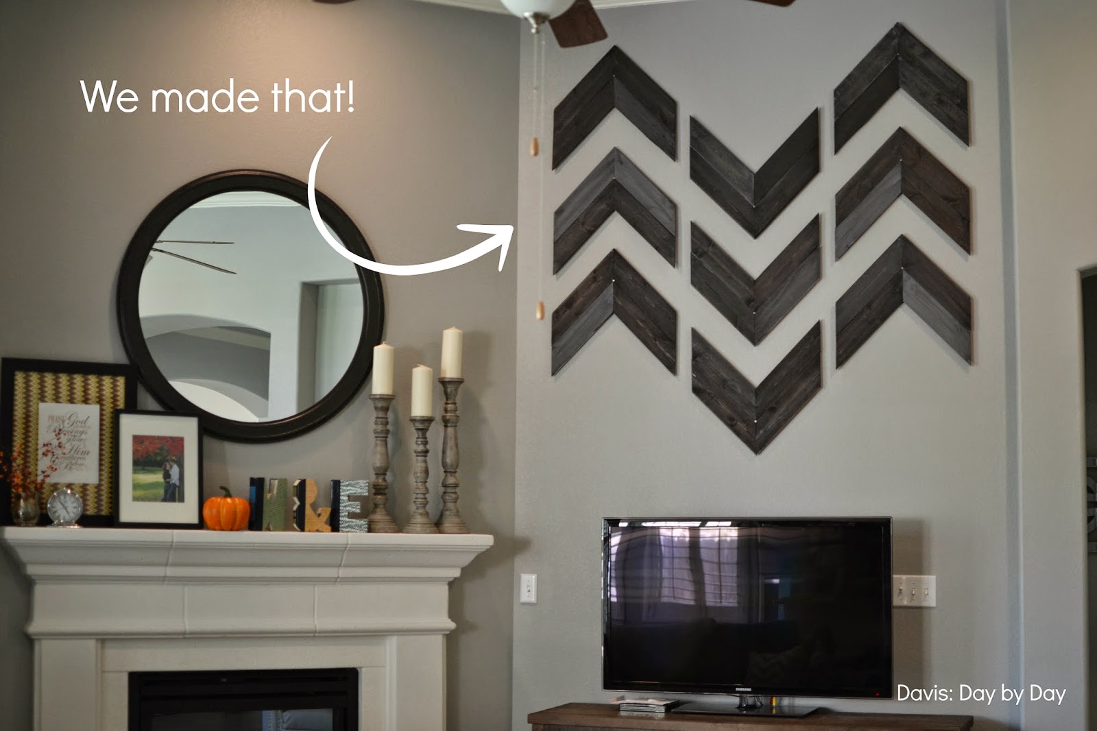 Davis Day By Distressed Wood Chevron Wall Decor One Of Our Latest Projects Was Creating Some Wooden Arrows To Decorate Above Tv I Totally Fell On The Diy Pallet Band Wagon Free Yes Distressed