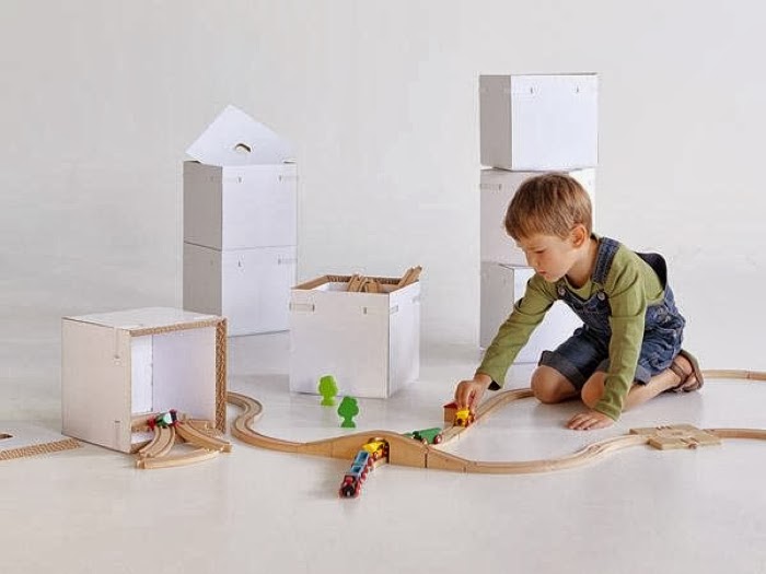 Recycled cardboard storage boxes for kids
