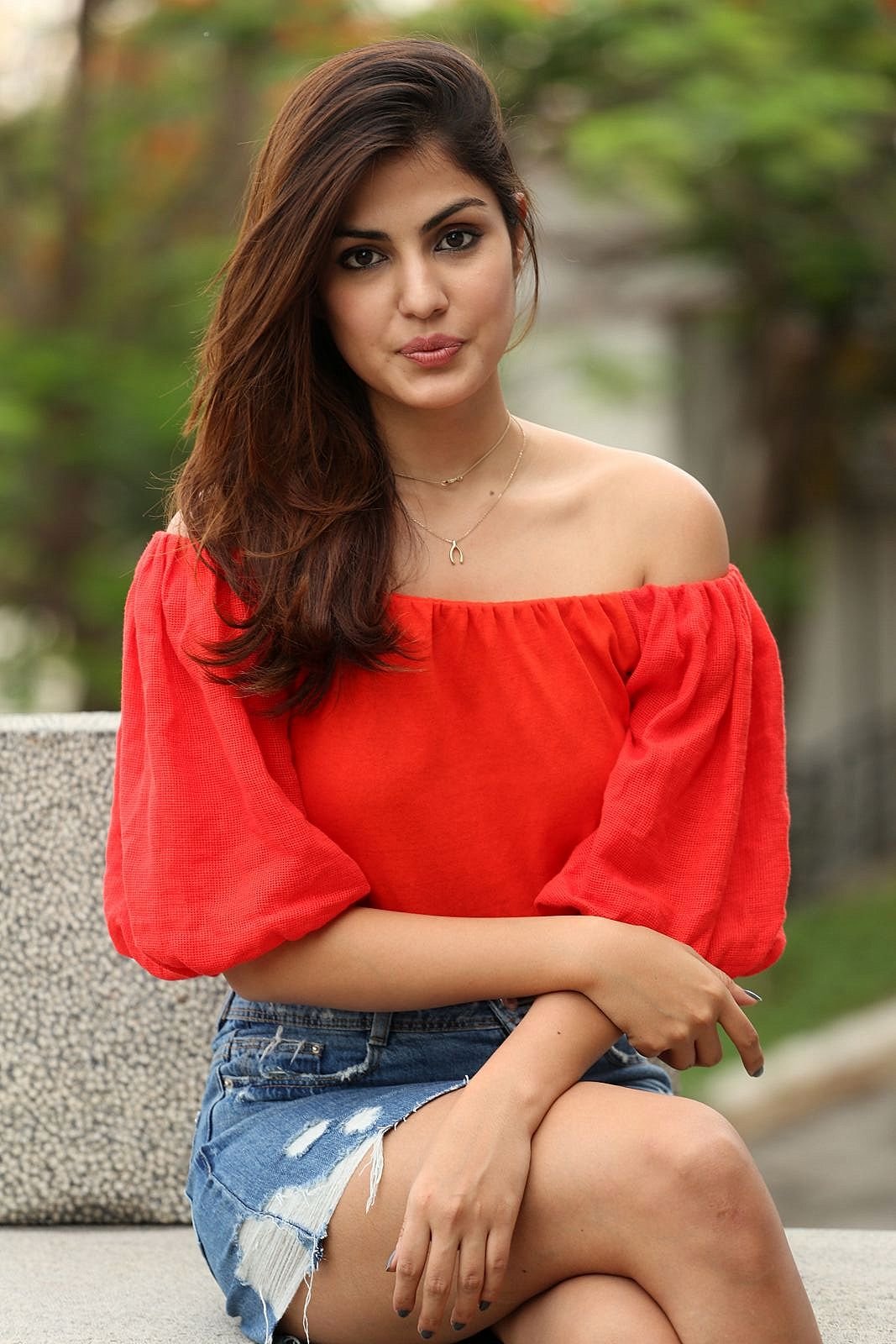 Desi Actress Pictures Rhea Chakraborty Displays Her Sexy Legs And