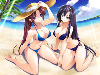 anime girls on beach in bikini pictures sexy look for background wallpaper