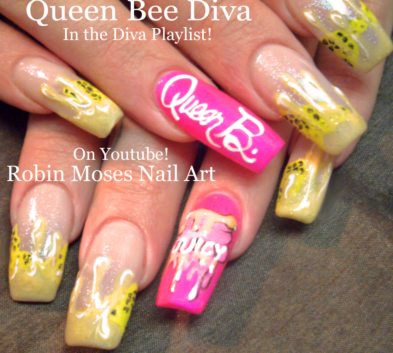 Nail Art By Robin Moses: Queen Bee Nail Art! Queen Bee Nail Art!