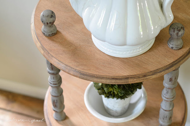 You'll never believe how this table looked like before a little sanding and paint.  Now it is a perfect piece for your industrial farmhouse decor. | www.andersonandgrant.com