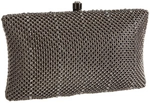 Whiting & Davis Crystal Pillow Minaudiere,Pewter,one size