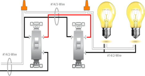 3 Way Switch Wiring Diagram (2-Lights) - Electrical Blog