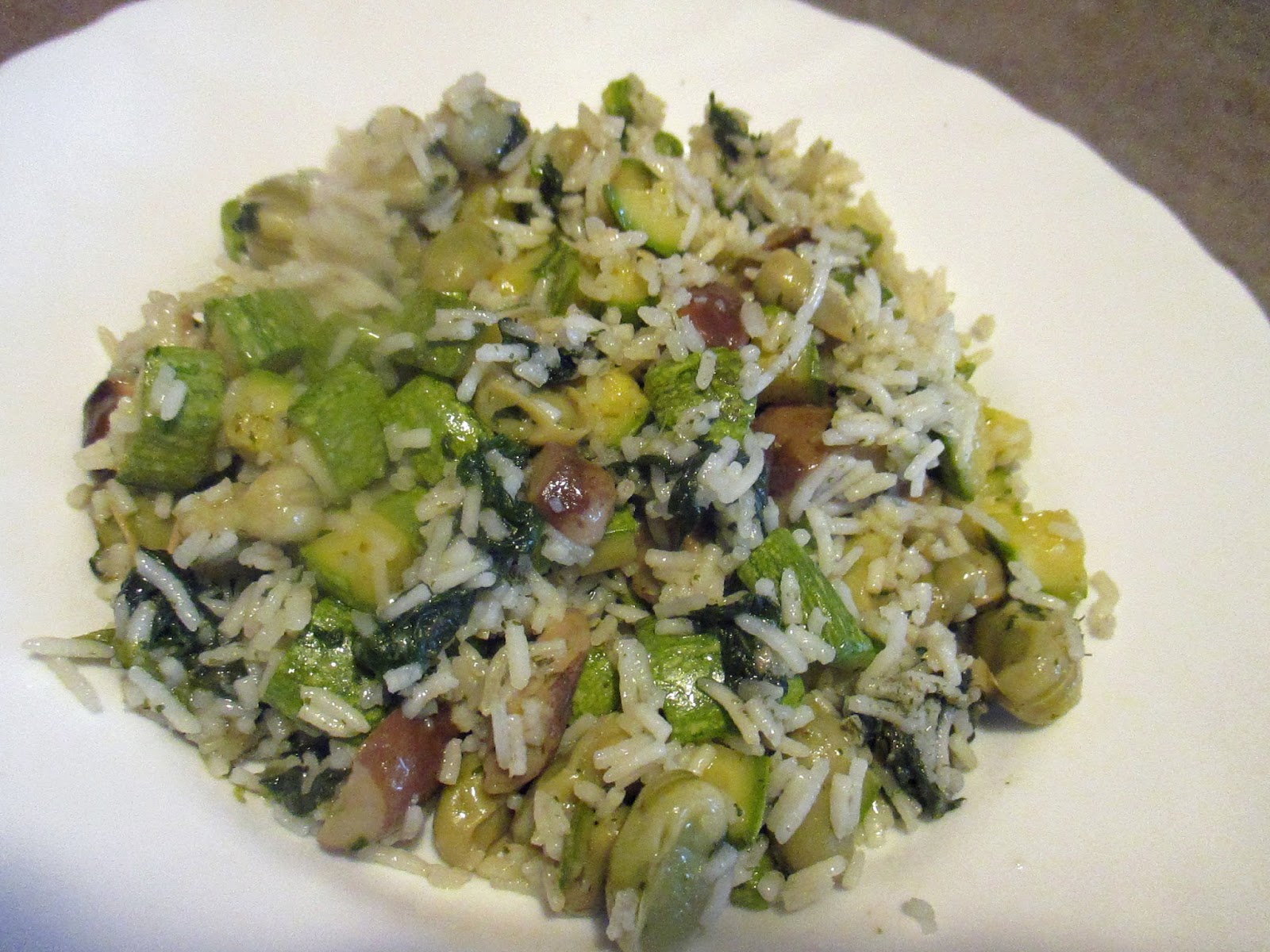 BASMATI RICE WITH ZUCCHINI, BROAD BEANS, PORCINI MUSHROOMS (RECETTE