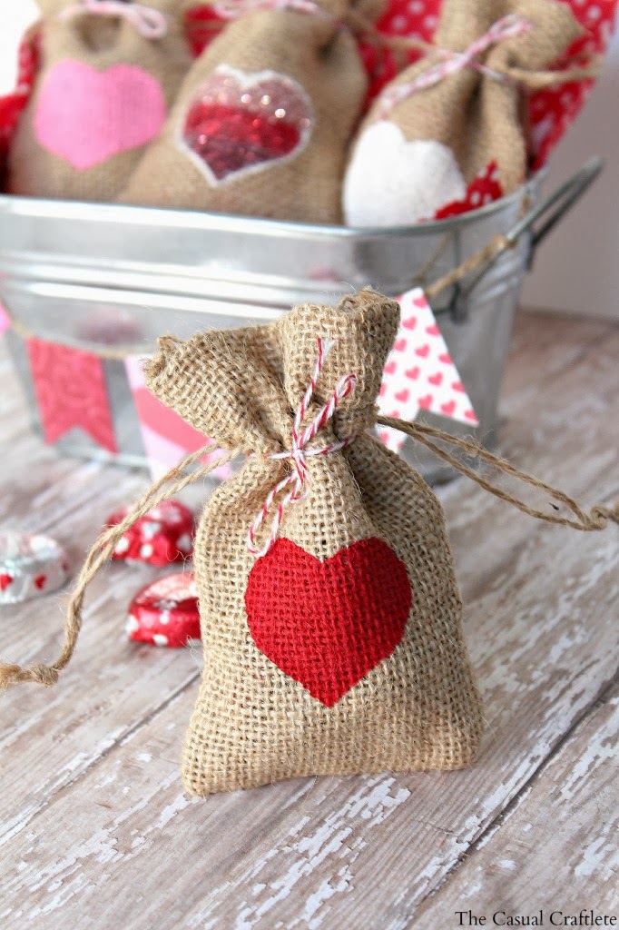 Valentine's Day burlap gift bags