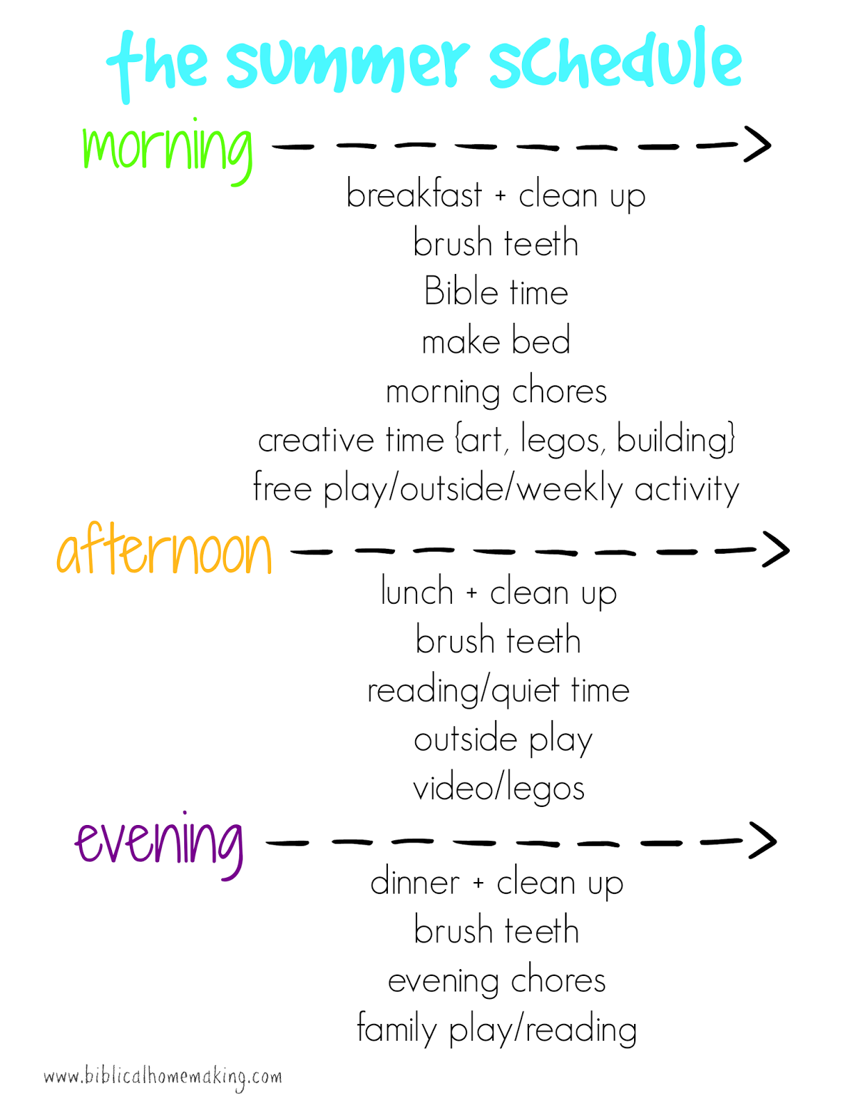 3 free family schedule printables for summer - Biblical Homemaking
