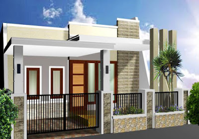 Ide Desain Pagar Minimalis Kombinasi Besi dan Batu Alam