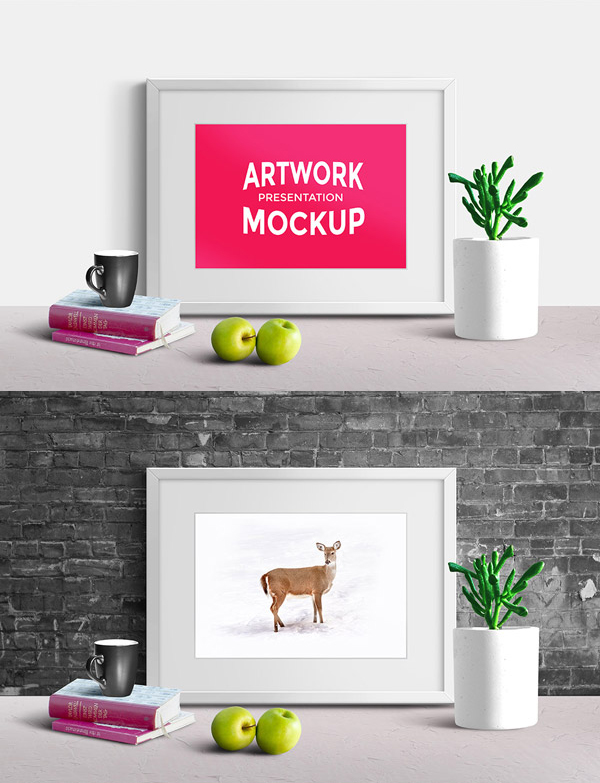 Free Artwork Presentation Scene Mockup Freebies PSD