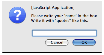 A Firefox prompt( ) box featuring a newline