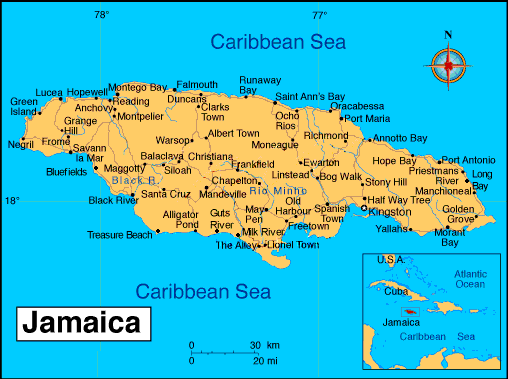 Map of Jamaica 10 Most Beautiful Island Countries in the World