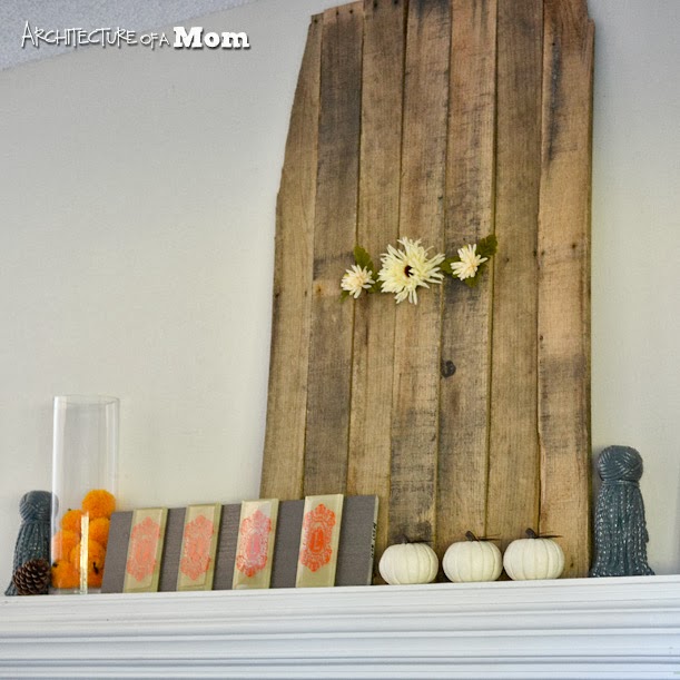 Architecture of a Mom: Orange and Gray Fall Mantel