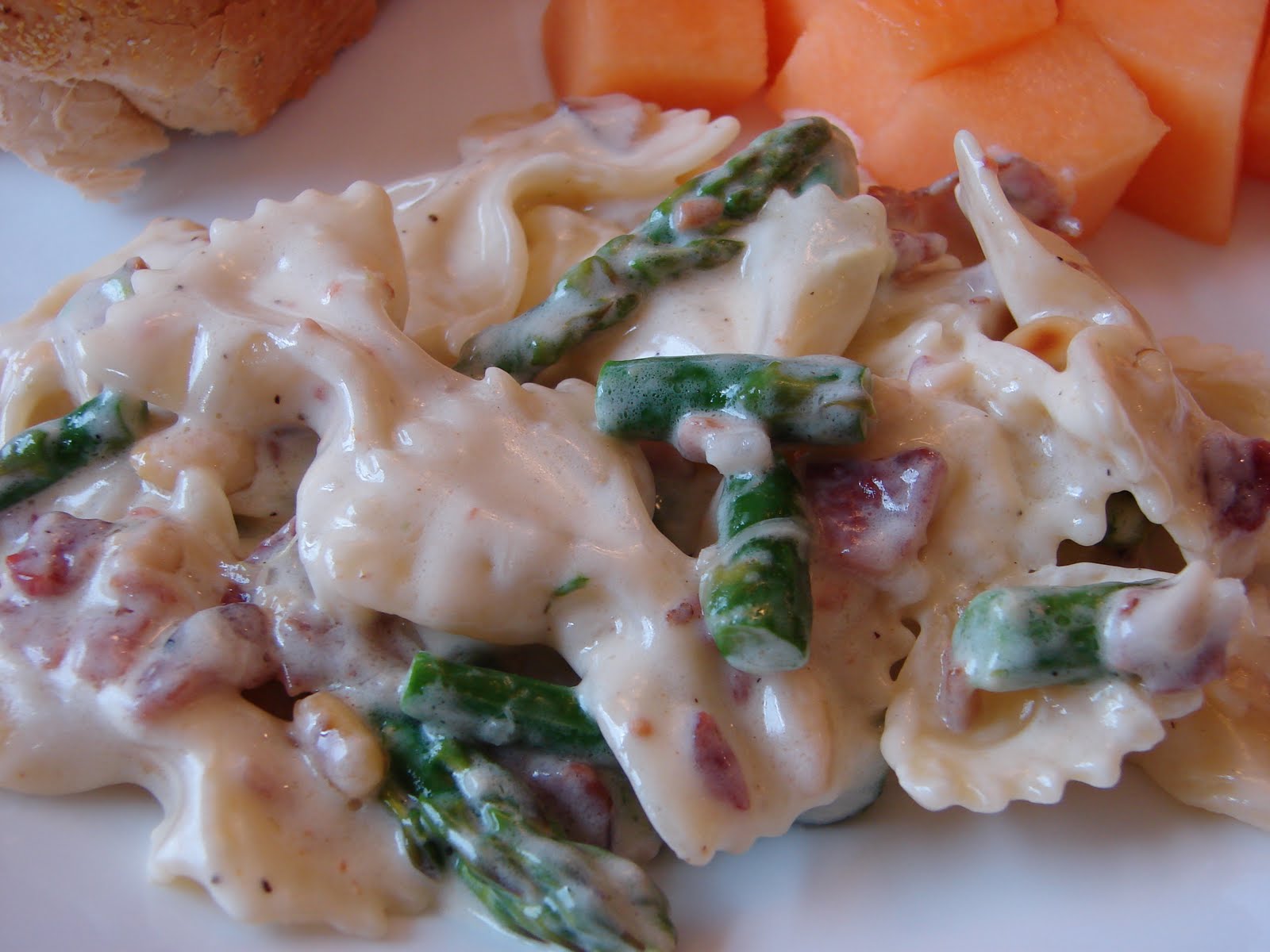 A Bear in the Kitchen Creamy Bowtie Pasta with Asparagus, Bacon, and