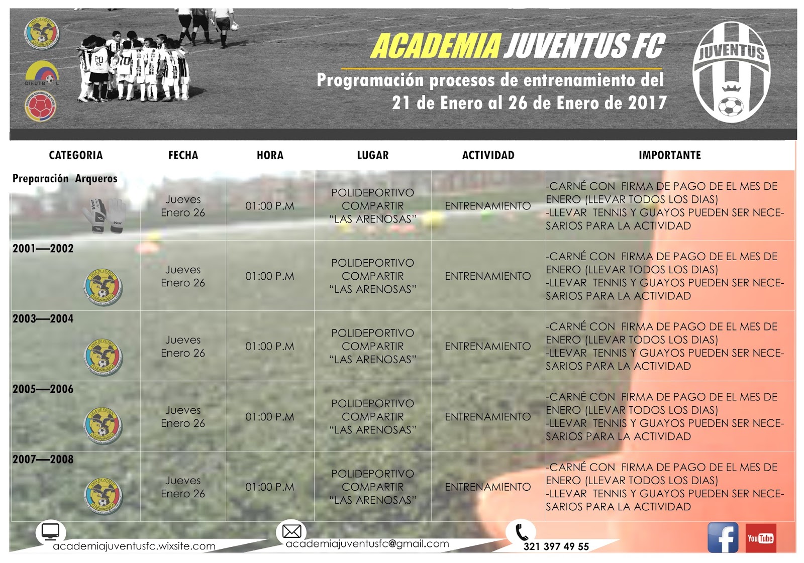 . PROGRAMACION OFICIAL DEL 21 DE ENERO AL 26 DE ENERO DE 2017📆⚽️ . PROGRAMACION OFICIAL DEL 21 DE ENERO AL 26 DE ENERO DE 2017📆⚽️