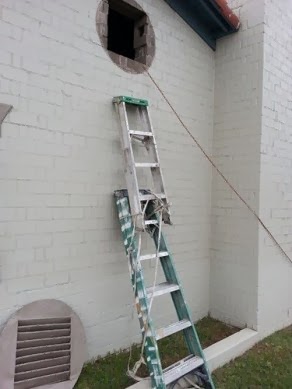 Cleaned by Pete: what a power washer does: Ladder fail, No ladders on