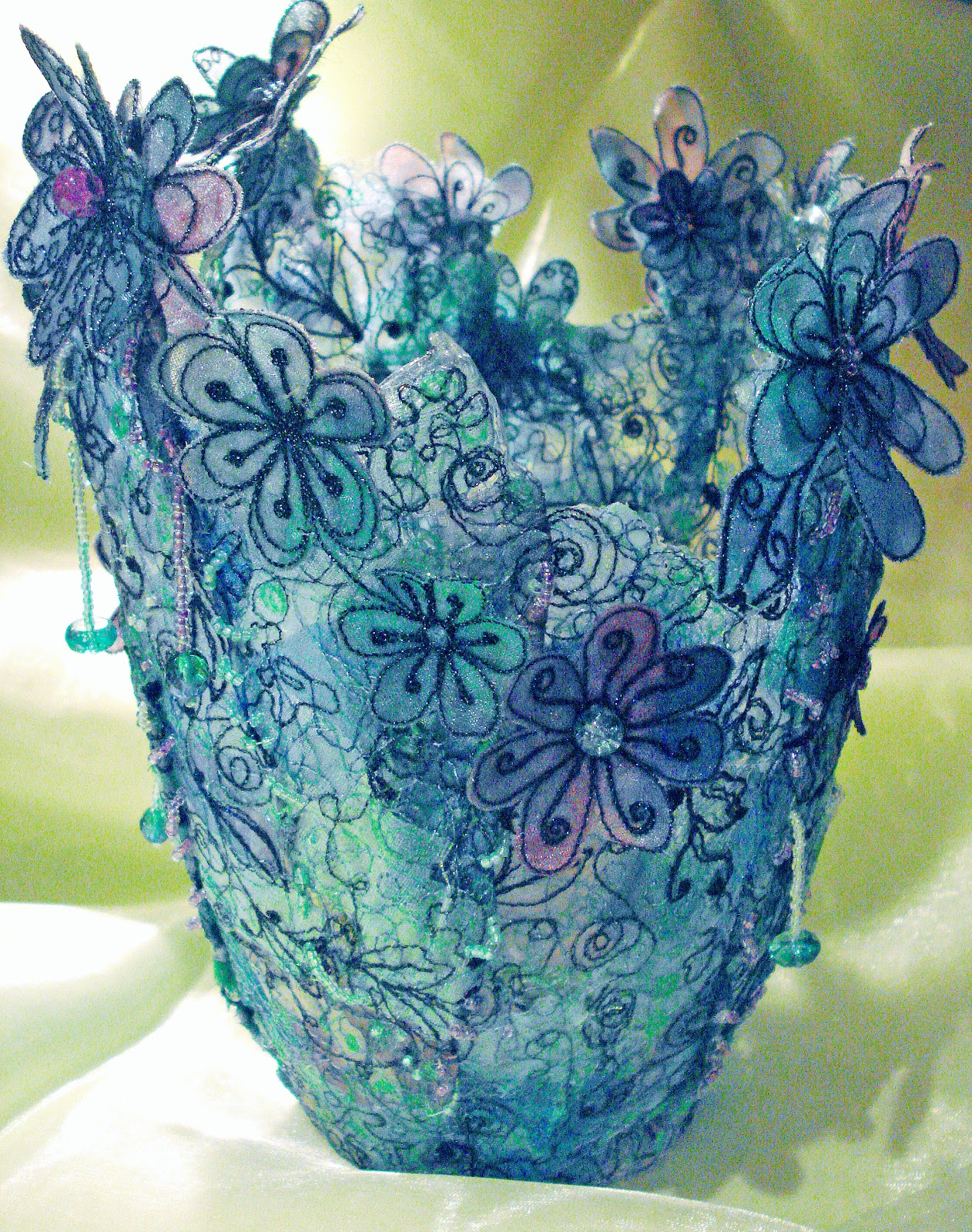 Kathleen's Organza Organza scrap flower vessels