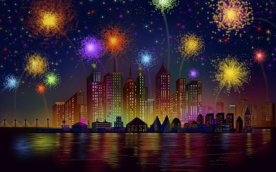 New year 2018 celebration fireworks