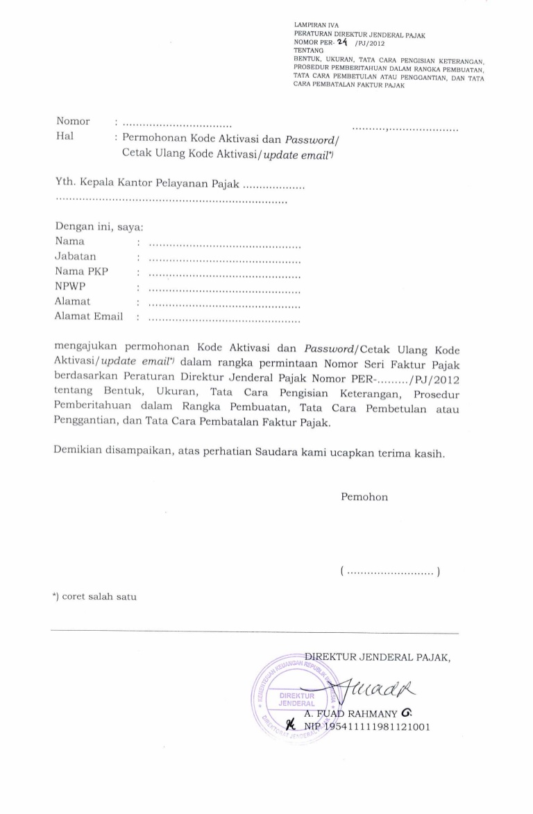 Contoh Surat Pembatalan Faktur Pajak Ke Kantor Pajak