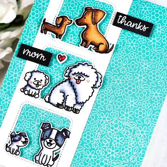 Sunny Studio Stamps: Puppy Parents Fancy Frames Dies Window Trio Dies Sunny Sentiments Parent Appreciation Cards by Rachel Alvarado and Lexa Levana 