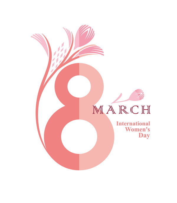 woman day 8 March symbol of figure eight and gently pink flower free vector