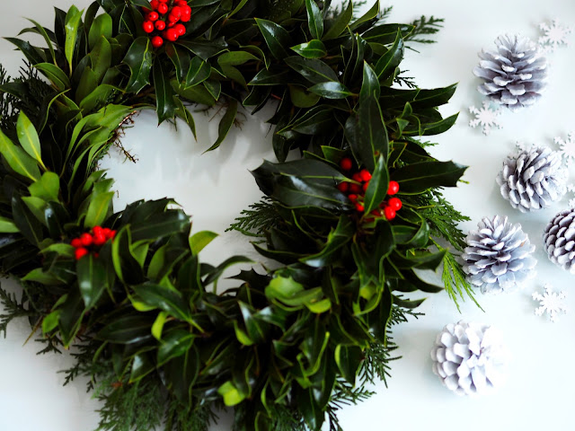 Christmas wreath decorating