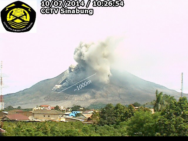 Ecoulement pyroclastique sur le volcan Sinabung, 10 juillet 2014