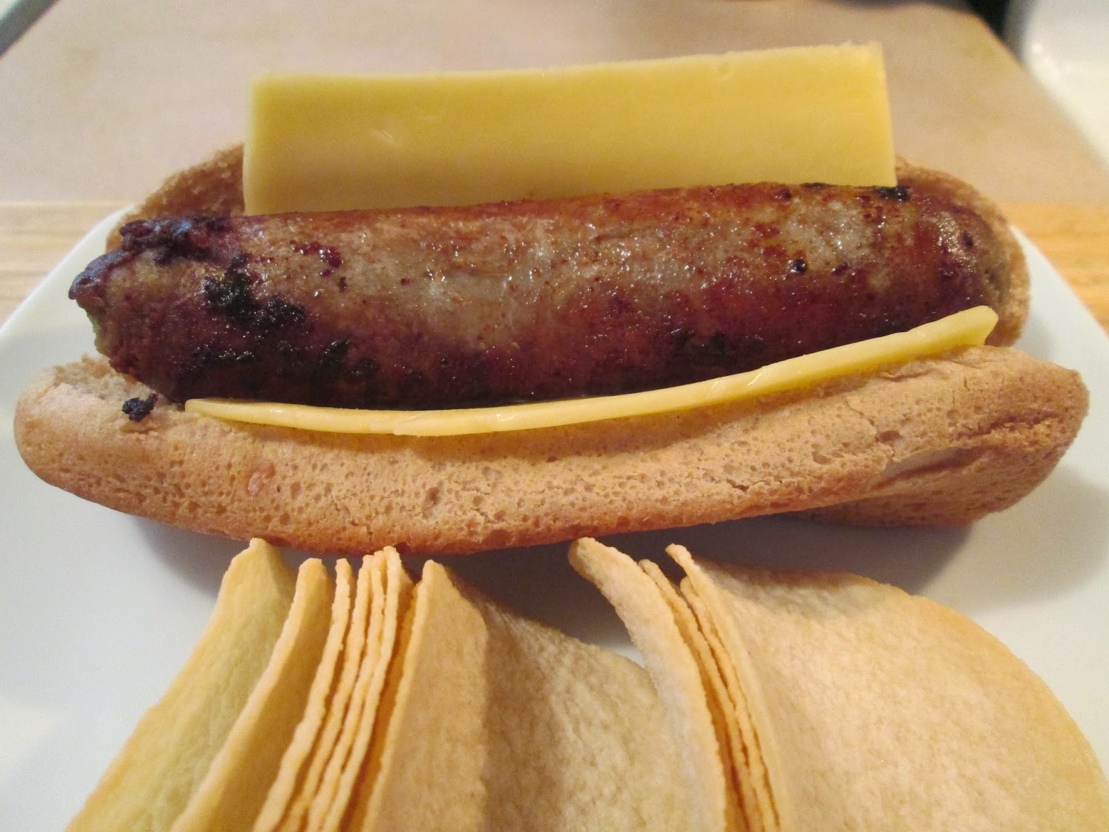 Diab2Cook Muenster and Sweet Italian Turkey Sausage Dog w/ Pringles