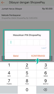 Lakukan konfirmasi pin pembayaran shopeepay