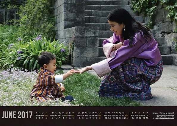 New June 2017 calendar bearing the photos of Queen Jetsun Pema of Bhutan and her young son Prince Jigme Namgyel Wangchuck