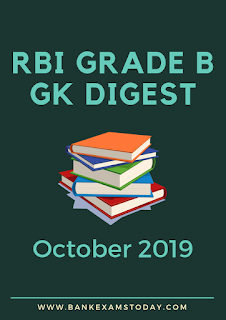 RBI Grade B Monthly GK Digest: October 2019