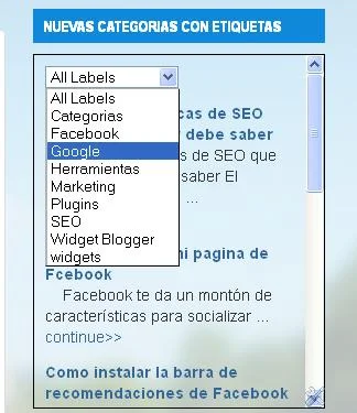 Nuevo estilo de etiquetas con menu desplegable para blogger