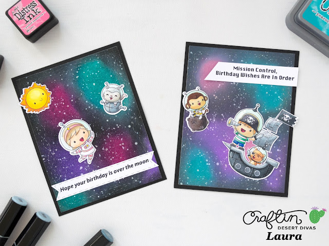 Distress Oxides vs Distress Inks Galaxy Background feat Craftin Desert Divas Space Cadets